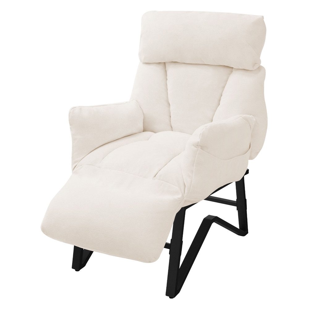 ML-DESIGN Loungesessel Sessel mit Liegefunktion & Fußablage Relaxsessel bequem für Wohnzimmer, Fernsehsessel mit verstellbarer Rückenlehne Armlehnen Lesesessel Beige