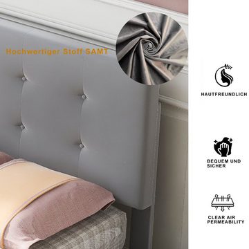 Sweiko Polsterbett, Einzelbett mit verstellbarem Kopfteil und 2 Schubladen, inkl. Lattenrost, Samt, 90 x 200 cm