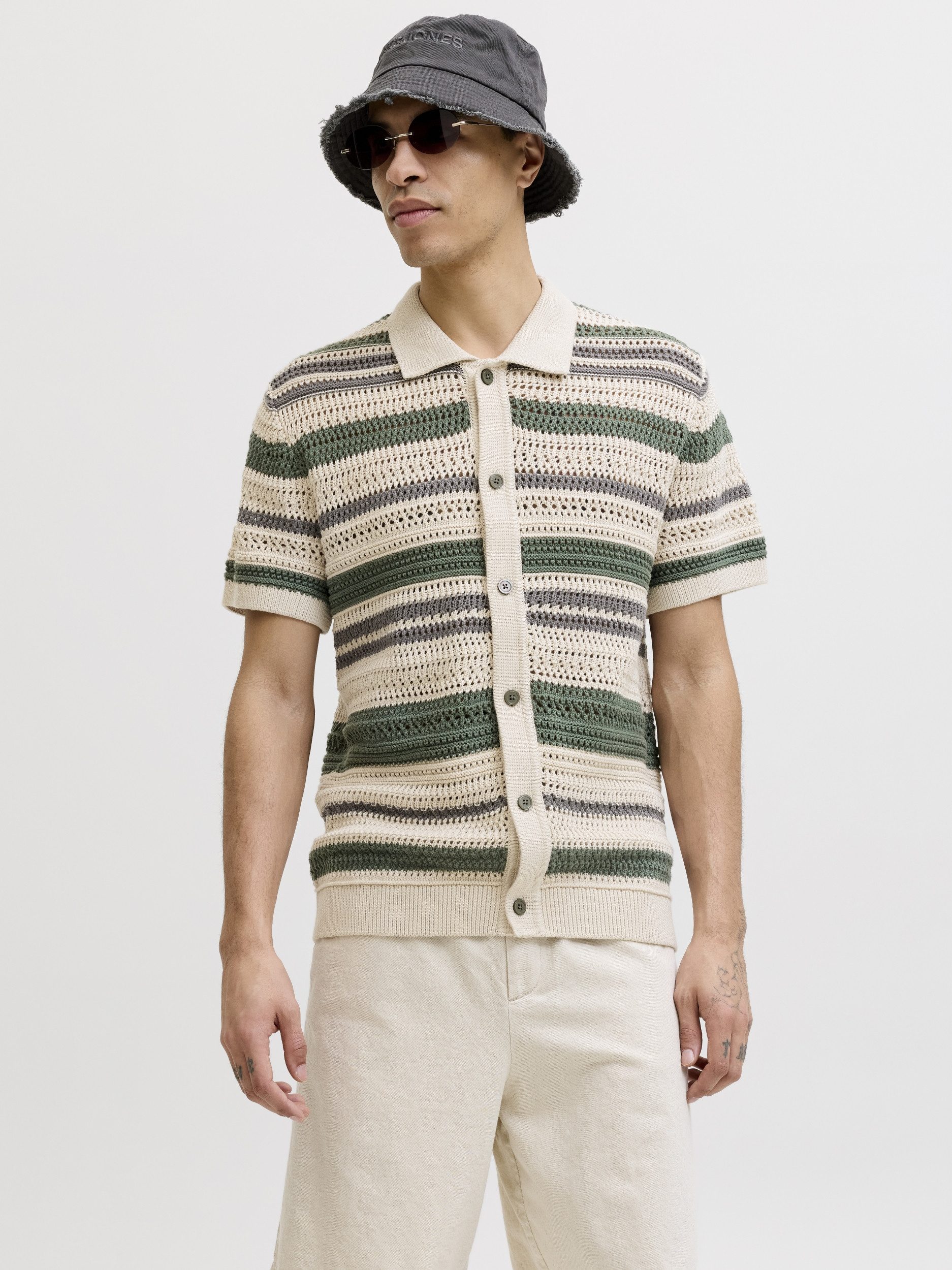 Jack & Jones T-Shirt JPRBLUHAMILTON BUTTON THROUGH POLO, Laurel Wreath/Sea Pearl