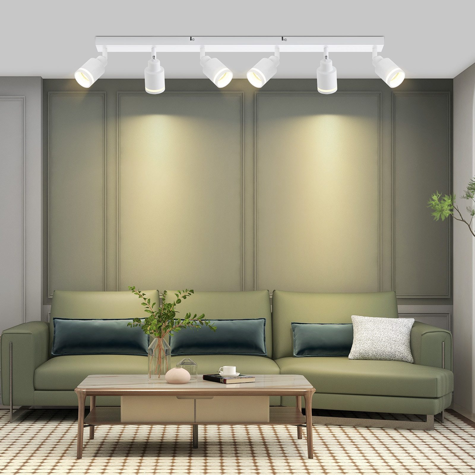 ZMH Deckenstrahler 6 Flammig Schwenkbar355° Deckenspots Küchenlampe für Büro, Einfache Installation, ohne Leuchtmittel, Flurlampe GU10 Deckenlampe Strahler Esszimmer