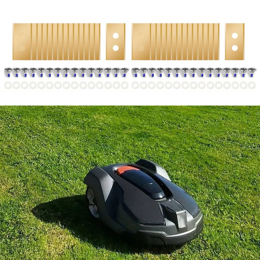 JOYOLEDER Mährobotermesser 30 Stück Ersatzklingen Kompatibel für ALLE Mammotion Luba- und YUKA- (Serien Mähroboter, Robuste Titan Ersatzmesser, mit Unterlegscheiben, 30-St), Kompatibel mit Mährobotern der Mammotion Luba- und Yuka-Serie goldfarben