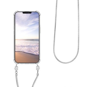 kwmobile Handyhülle Hülle für Apple iPhone 13 Pro, mit Metall Kette zum Umhängen - Silikon Handy Cover Case Schutzhülle