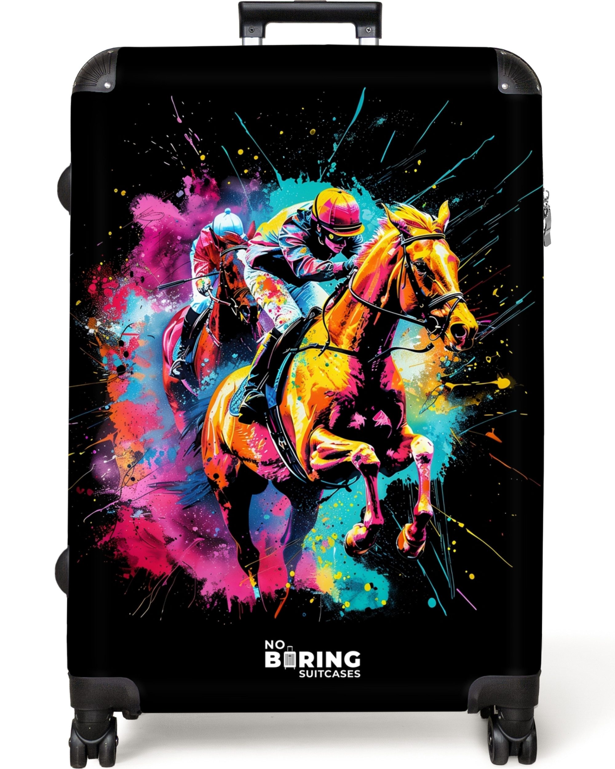 NoBoringSuitcases.com© Hartschalen-Trolley Reiten mit bunten Farben günstig online kaufen