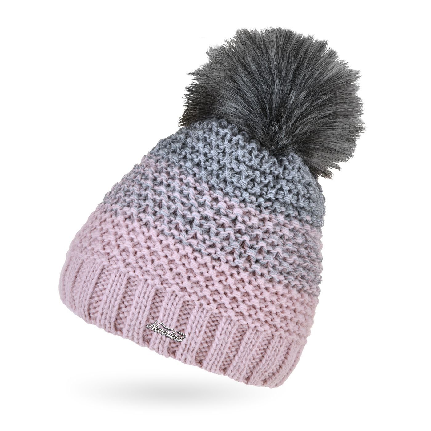 Neverless Bommelmütze Damen Strick-Mütze gefüttert Fleece günstig online kaufen