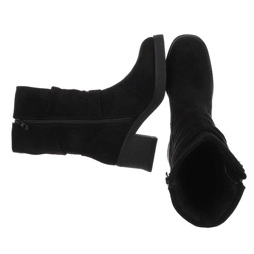 Ital-Design Damen Stiefel mit Schnallen und angenehmem Tragekomfort Stiefelette (90793435) Blockabsatz Stiefeletten in Schwarz