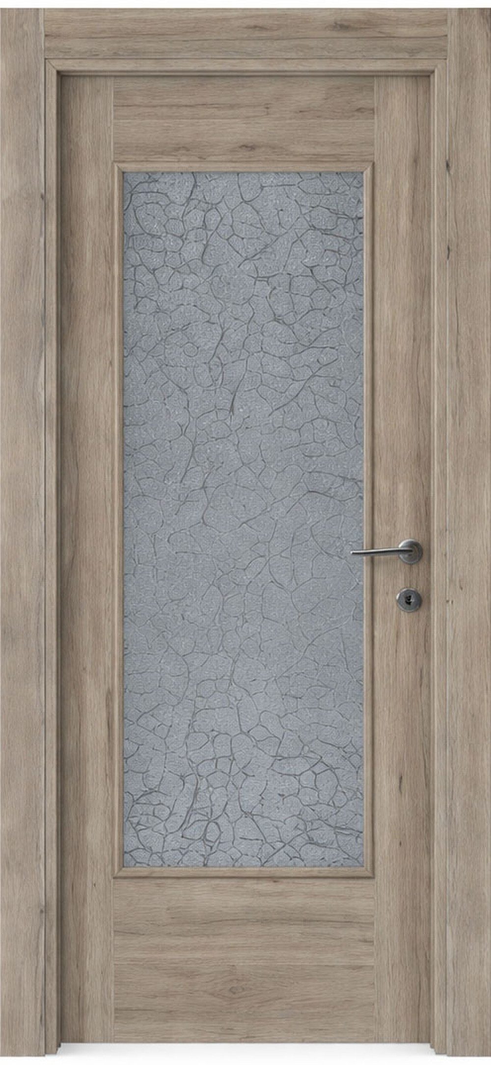 Xlmoebel Zimmertür Braune Holz-Zimmertür mit Milchglas für Ess- und Wohnzimmer, Made in Europa