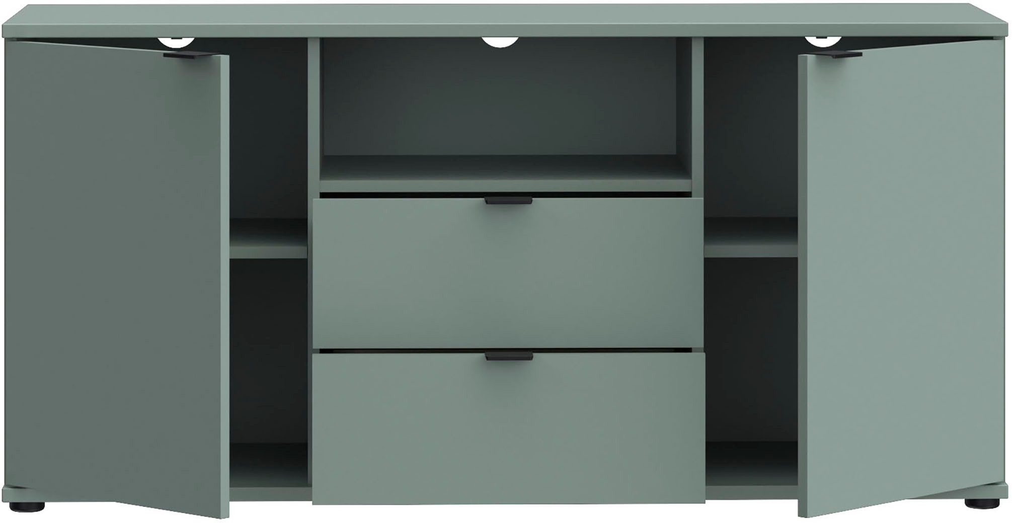 FORTE Lowboard Ganymede (Breite 129,8cm), TV Board, Stauraum, Schublade; Metallgriffe, Kabelführung