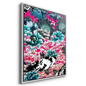 DOTCOMCANVAS® Leinwandbild Koi Japan Sun, Leinwandbild Koi Japan Sun Koi Fische Blumen grün rosa pink Wandbild