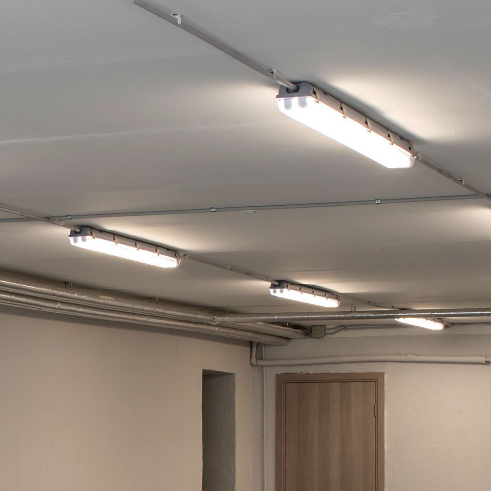 etc-shop LED Deckenleuchte, LED-Leuchtmittel fest Deckenleuchte Feuchtraum verbaut, Feuchtraumwannenleuchte LED Tageslichtweiß, Kaltweiß