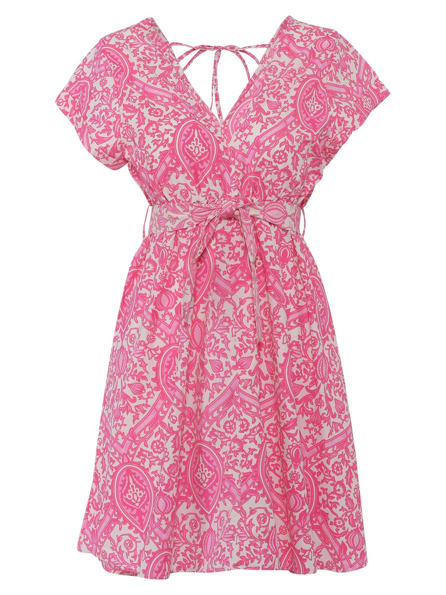 Taillentunnelzug Sonstige, Kleid Gemustertes Minikleid pink Freshlions