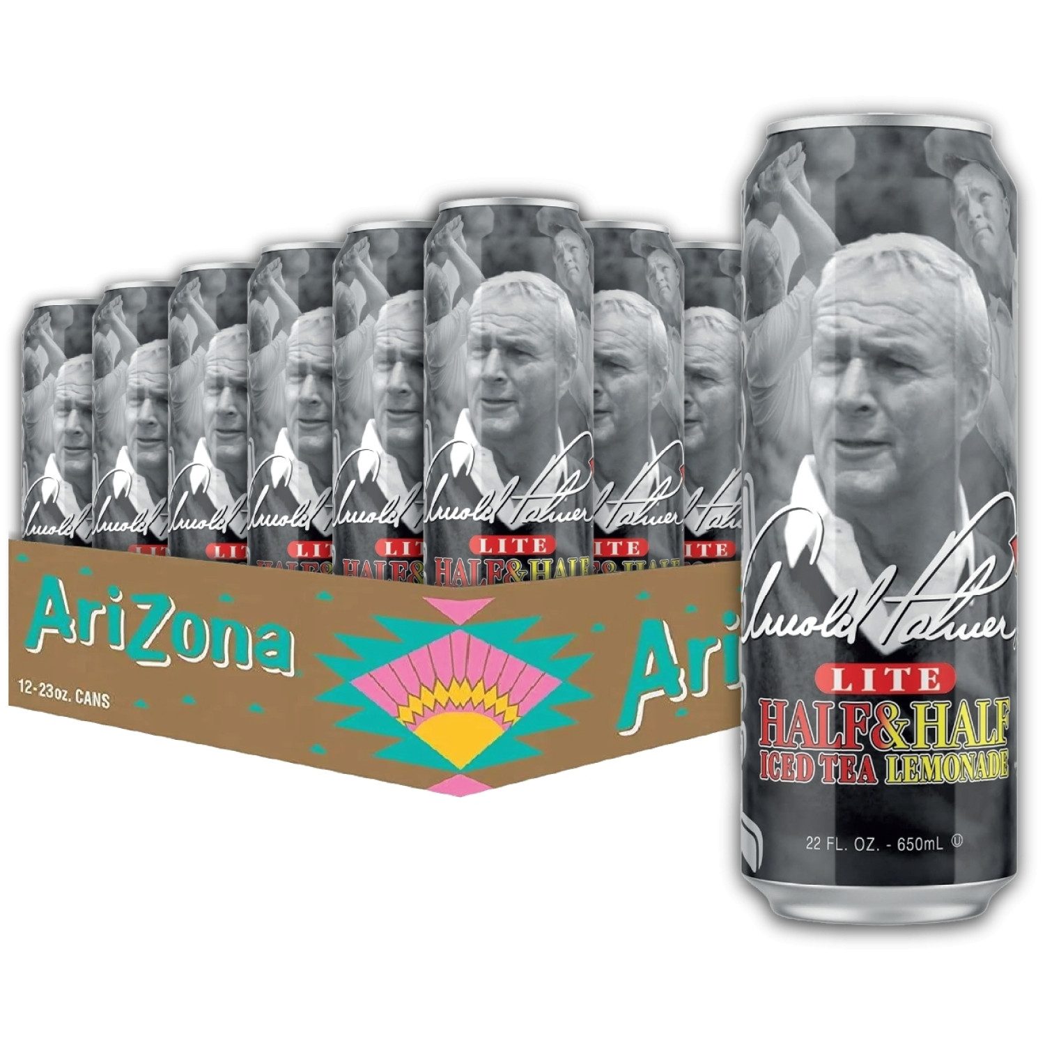 AriZona Softgetränk Arnold Palmer Lite Half & Half Eistee Limonade, 24 x 650 ml, mit DPG Pfand