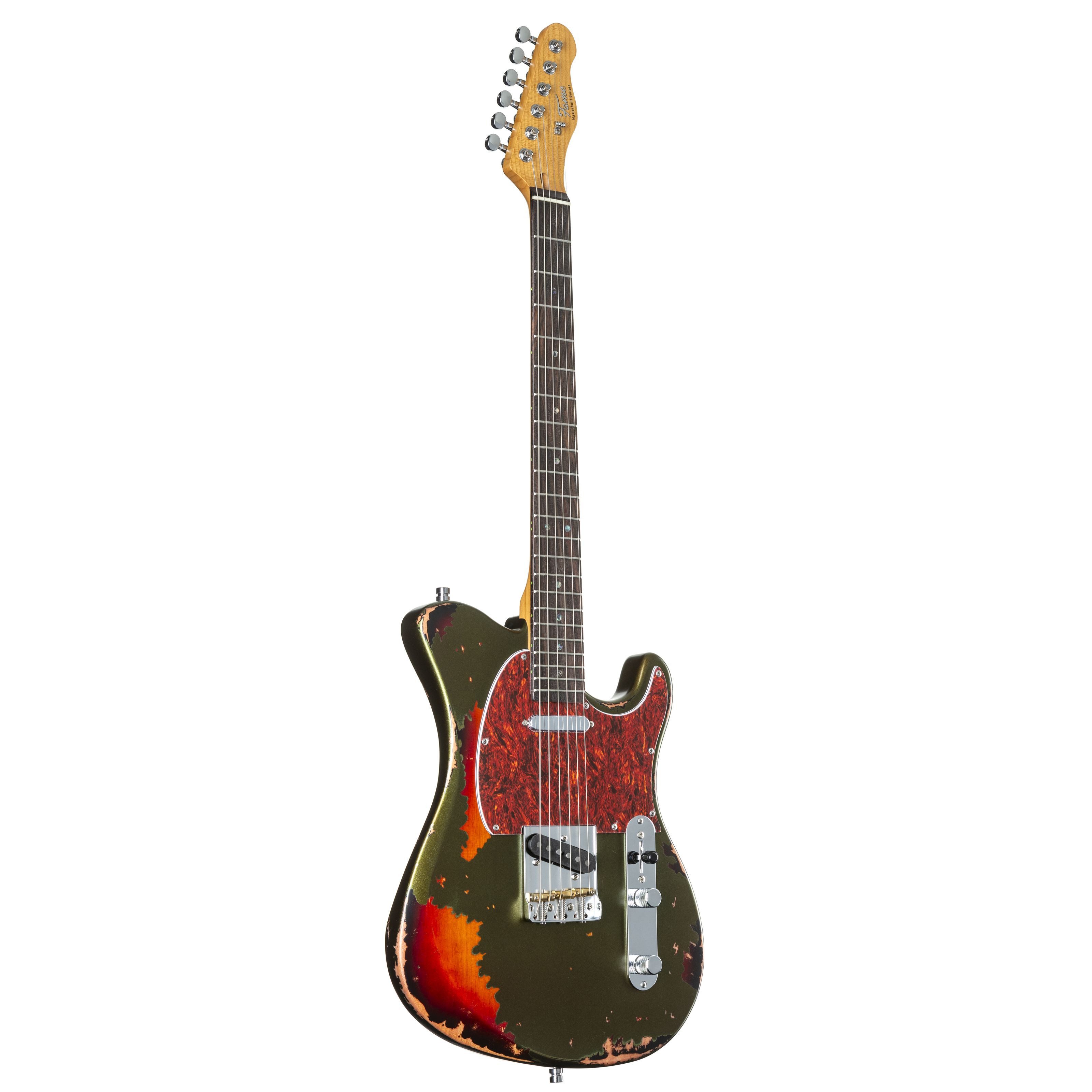 FAME E-Gitarre, E-Gitarren, T-Modelle, Custom TL RW Worn Olive over Sunburst - E-Gitarre