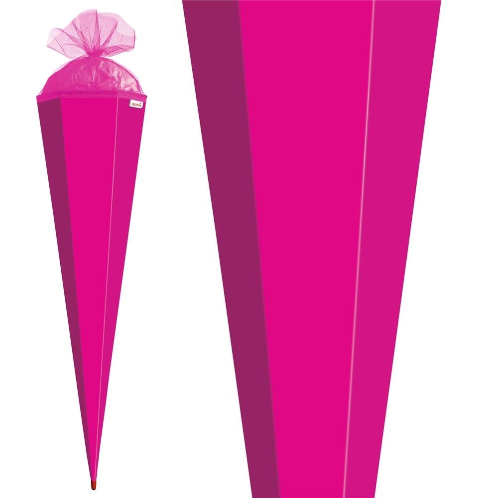 Roth Schultüte Basteltüte Pink, 85 cm, eckig, mit Tüllverschluss, Rot(h)-Spitze