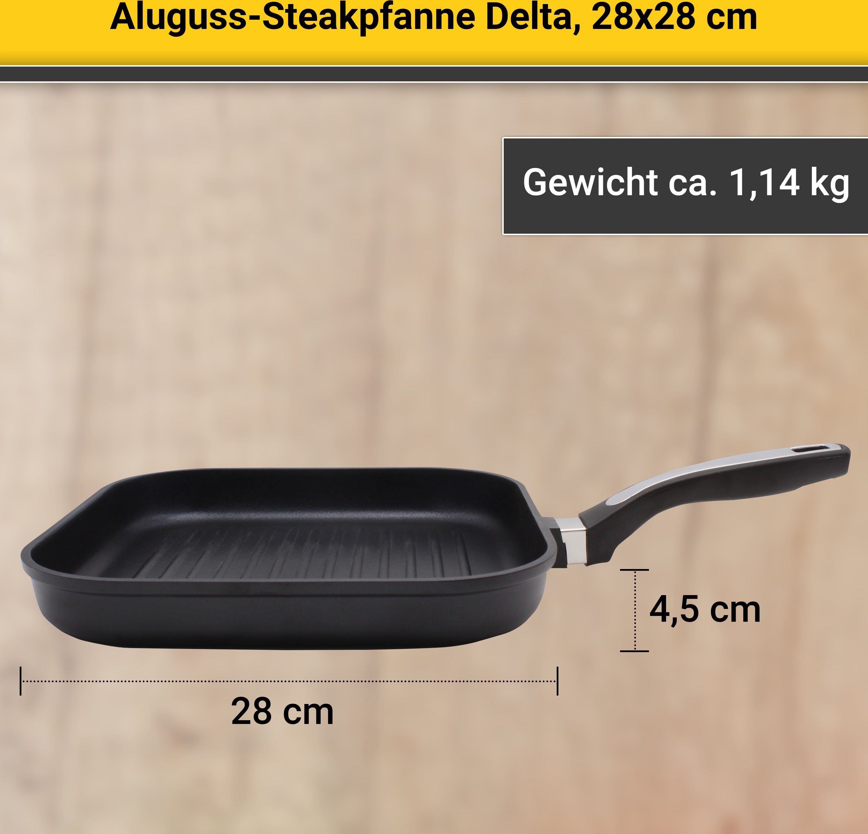 Krüger Grillpfanne Aluminium (1-tlg), Induktion Delta