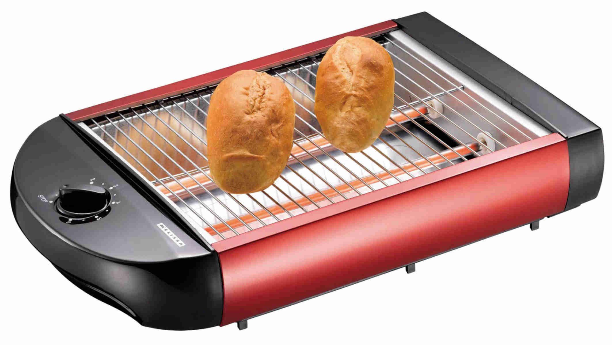 MELISSA Toaster 16140124 Flach-Toaster Brötchen-Röster, rot, 600 W