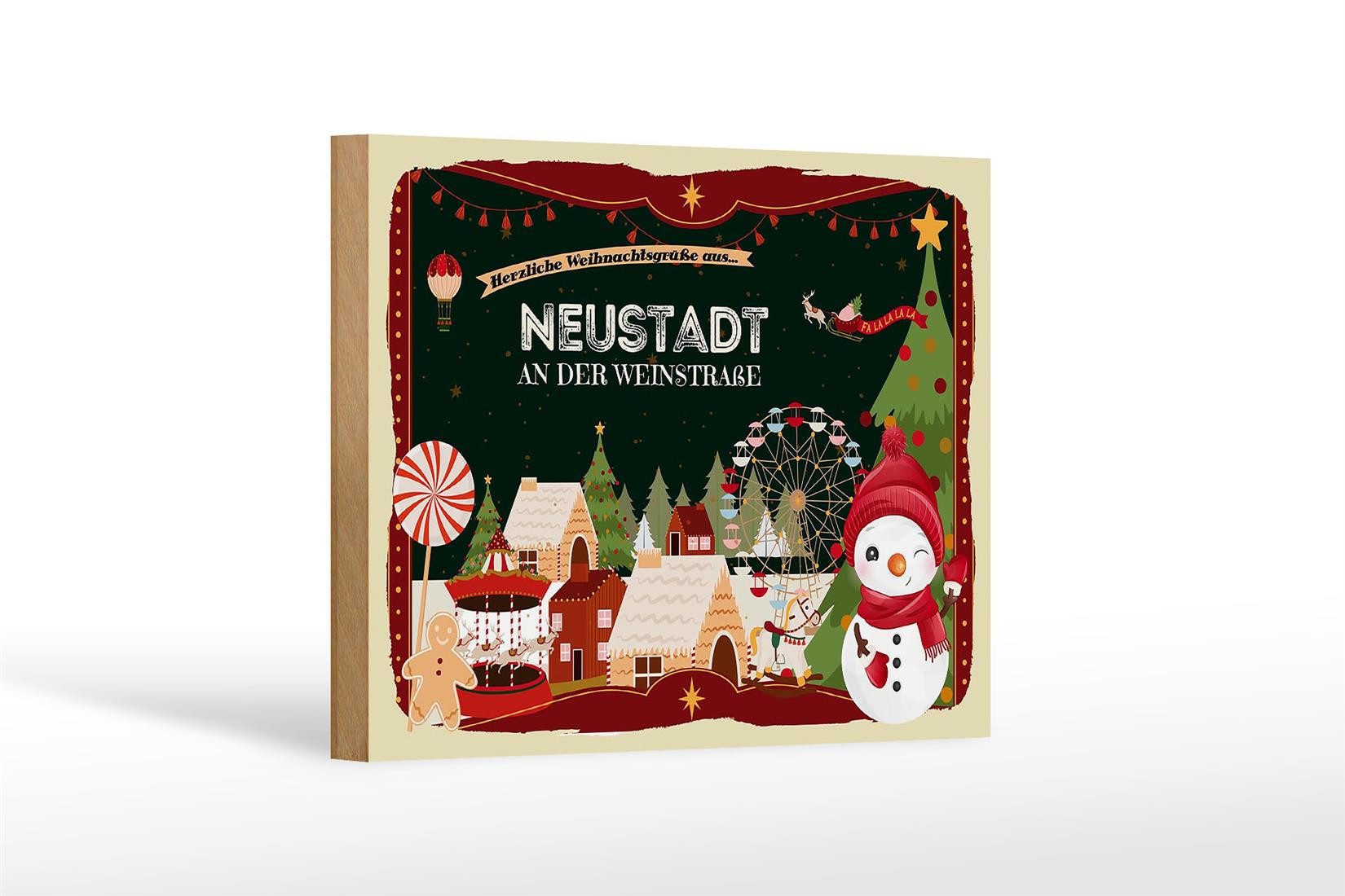 Femer GmbH Holzbild Weihnachten Grüße NEUSTADT AN DER WEINSTRAßE 18x12 cm, Feste und Feiertage (1 St), Glatte Holzfaserplatte (MDF), vorn beschichtet