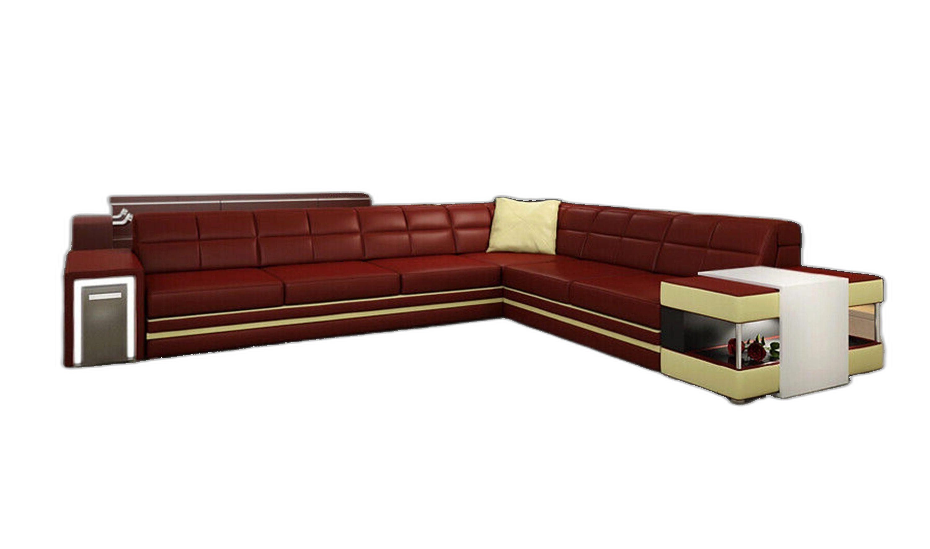 Xlmoebel Ecksofa Designer-Eckcouch mit USB Ledersitz Polsterung, 1 Teile, Hergestellt in Europa