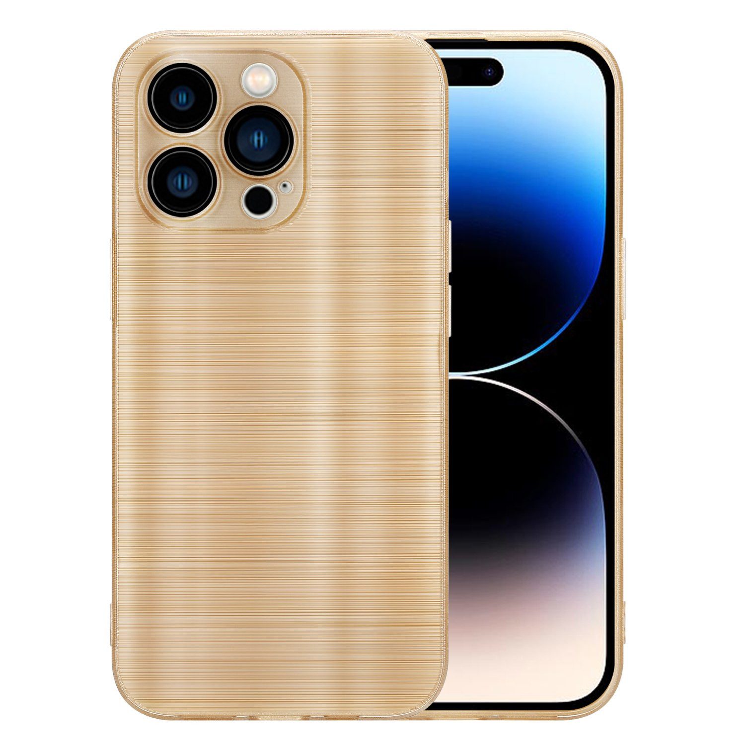Cadorabo Handyhülle für iPhone 14 PRO MAX Hülle Apple iPhone 14 PRO MAX, Schutzhülle - TPU Silikon Hülle - im Brushed Design