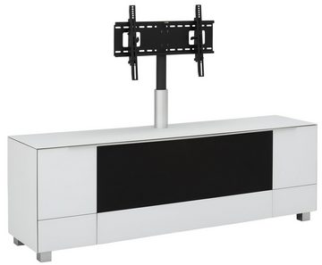 Maja Möbel 7748 Soundboard (in Weißglas matt - Akustikstoff schwarz mit 3 Einlegeböden)