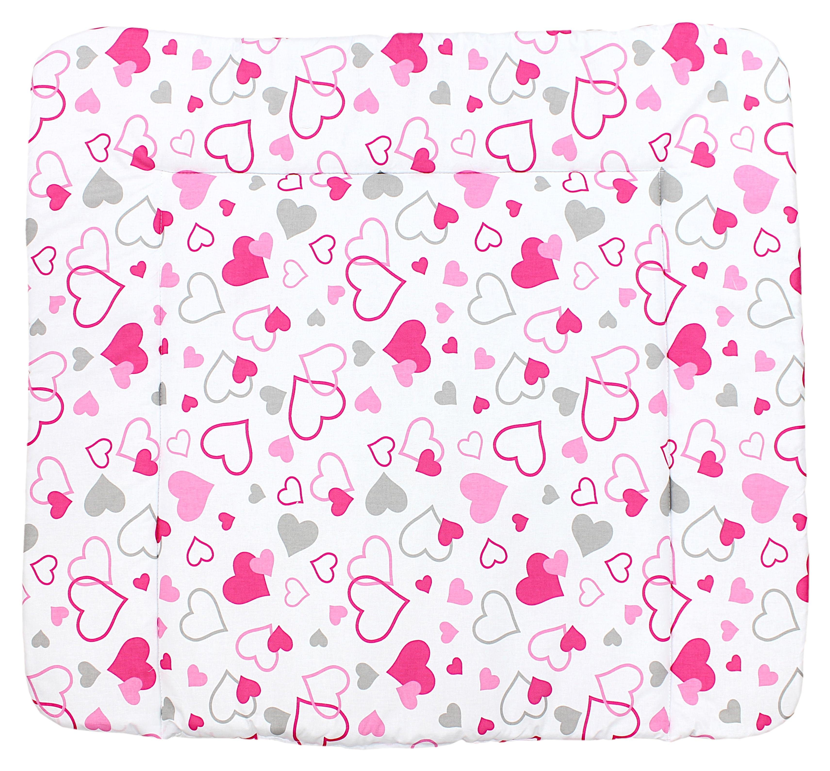 TupTam Wickelauflage TupTam Baby Wickeltischauflage mit Baumwollbezug Gemustert Herzen Rosa / Grau