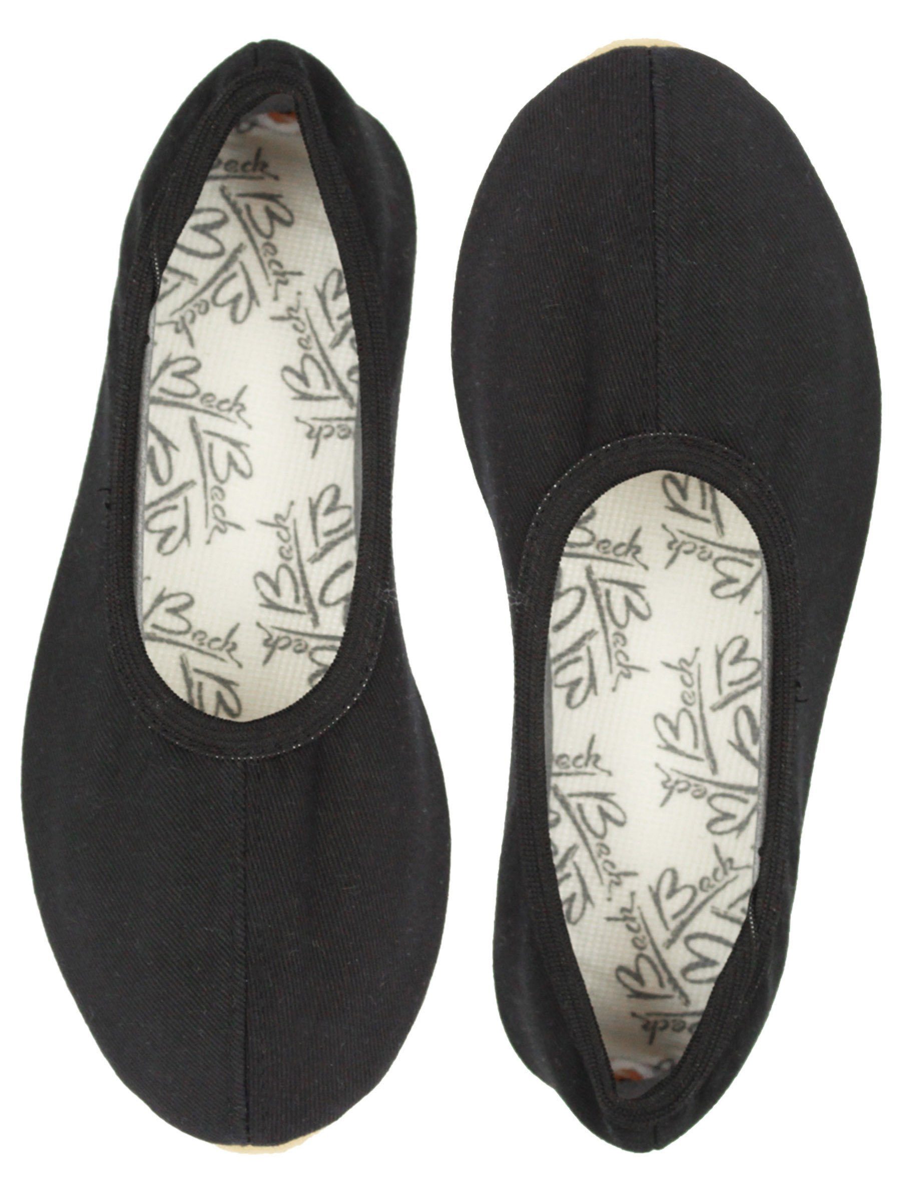 Basic Schläppchen aus 100% Baumwolle mit Gummisohle Gymnastikschuh