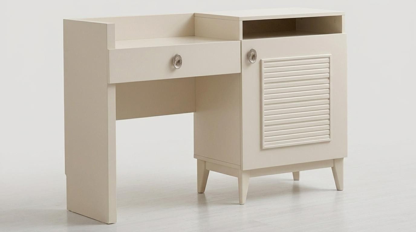 Xlmoebel Schminktisch Beige Holzkommode im modernen, minimalistischen Design, Made in Europa