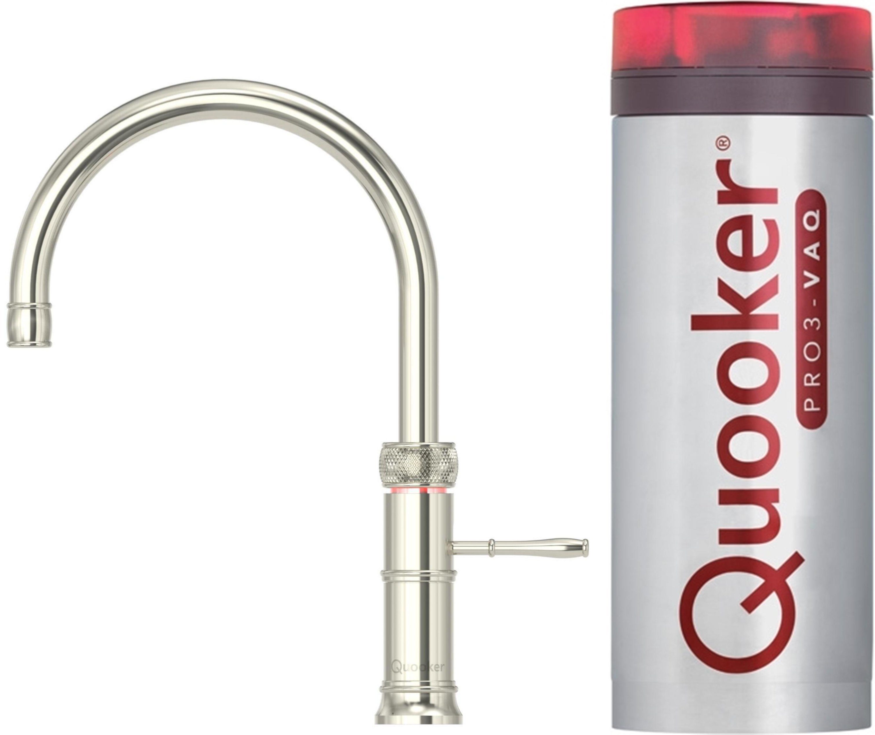 QUOOKER Küchenarmatur QUOOKER CLASSIC mit Round Kochendwasserfunktion Spültischmischer FUSION (3CFRNIC) (2-St) PRO3 VAQ 100°C