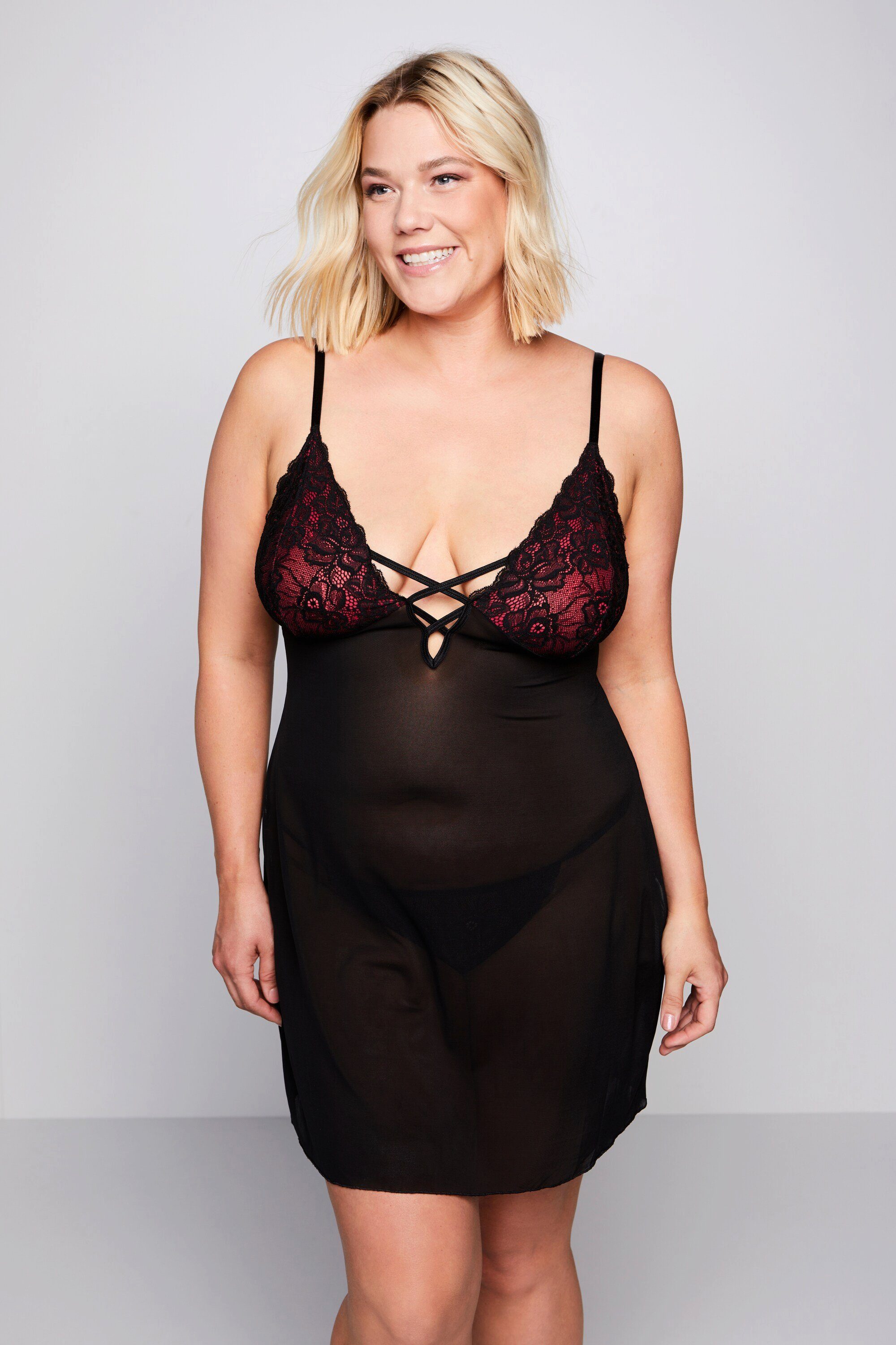 Ulla Popken Nachthemd 2er-Pack Négligé V-Ausschnitt String günstig online kaufen