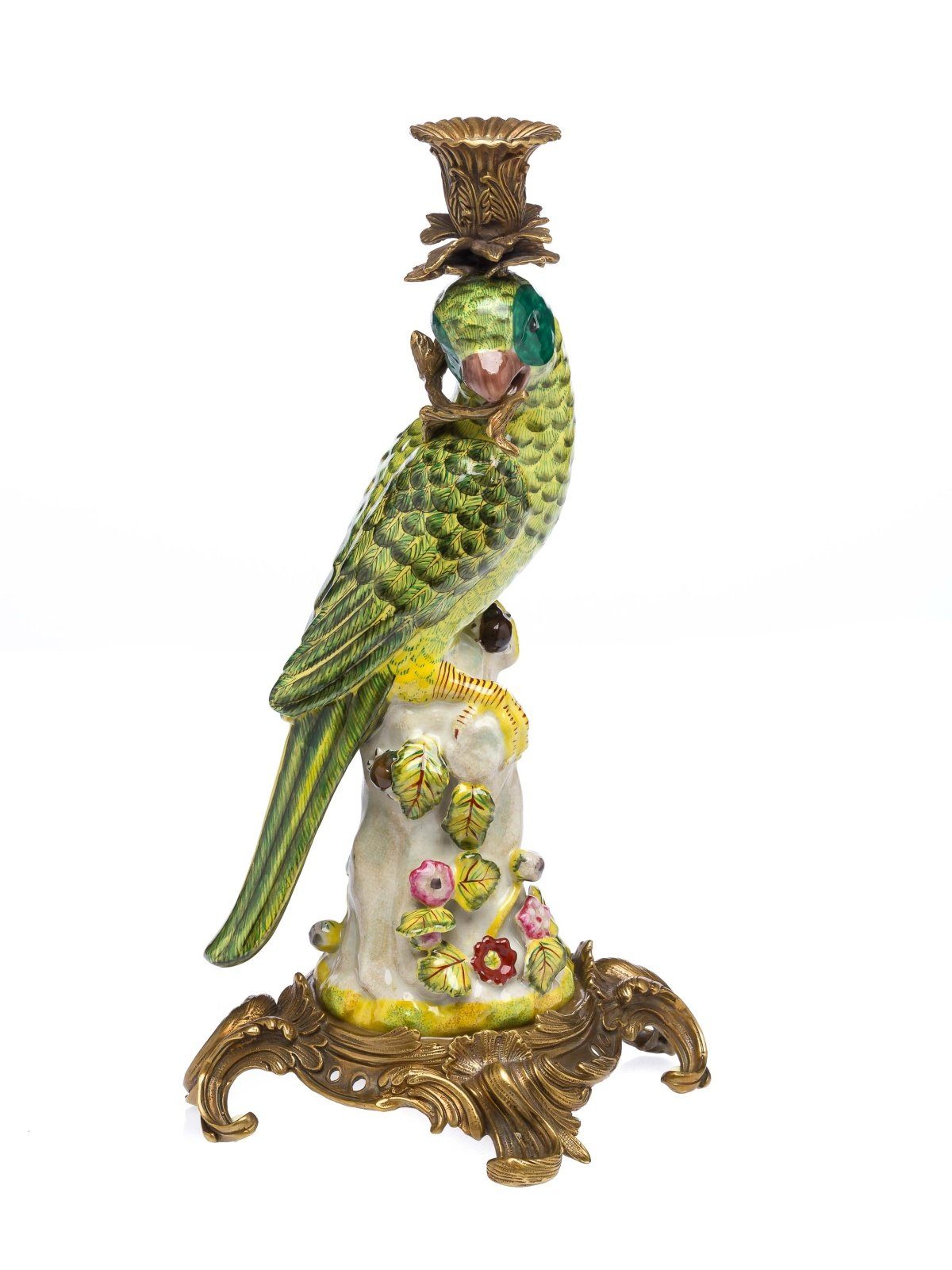 Aubaho Kerzenständer Papagei porcela 37cm Stil Kerzenständer Kerzenleuchter antik Porzellan