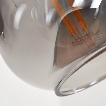 hofstein Wandleuchte moderne Wandlampe Metall/Holz/Glas in Schwarz/Natur/Rauchfarben, ohne Leuchtmittel, Leuchte mit verstellbarem Schirm (10 cm), 1 x E14