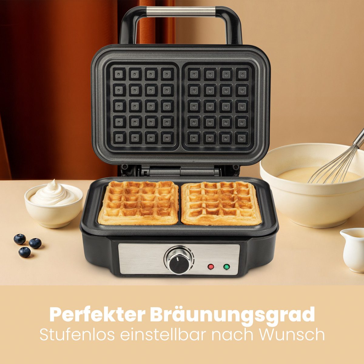 ProfiCook Waffeleisen PC-WA 1240, für 2 rechteckige Waffeln pro Backvorgang