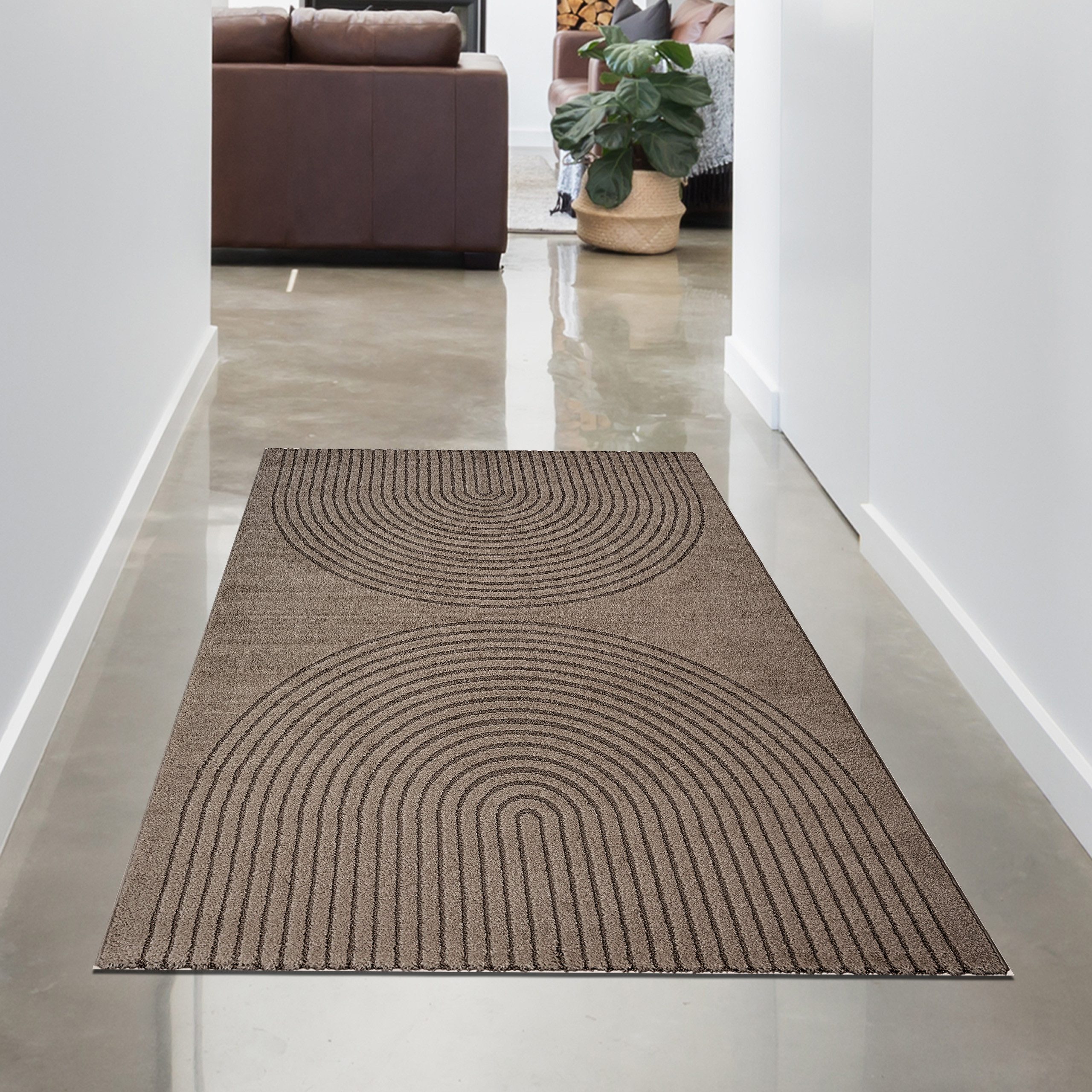 Carpetia Teppich Designteppich Braun mit 3D-Kreismuster elegant und modern, günstig online kaufen