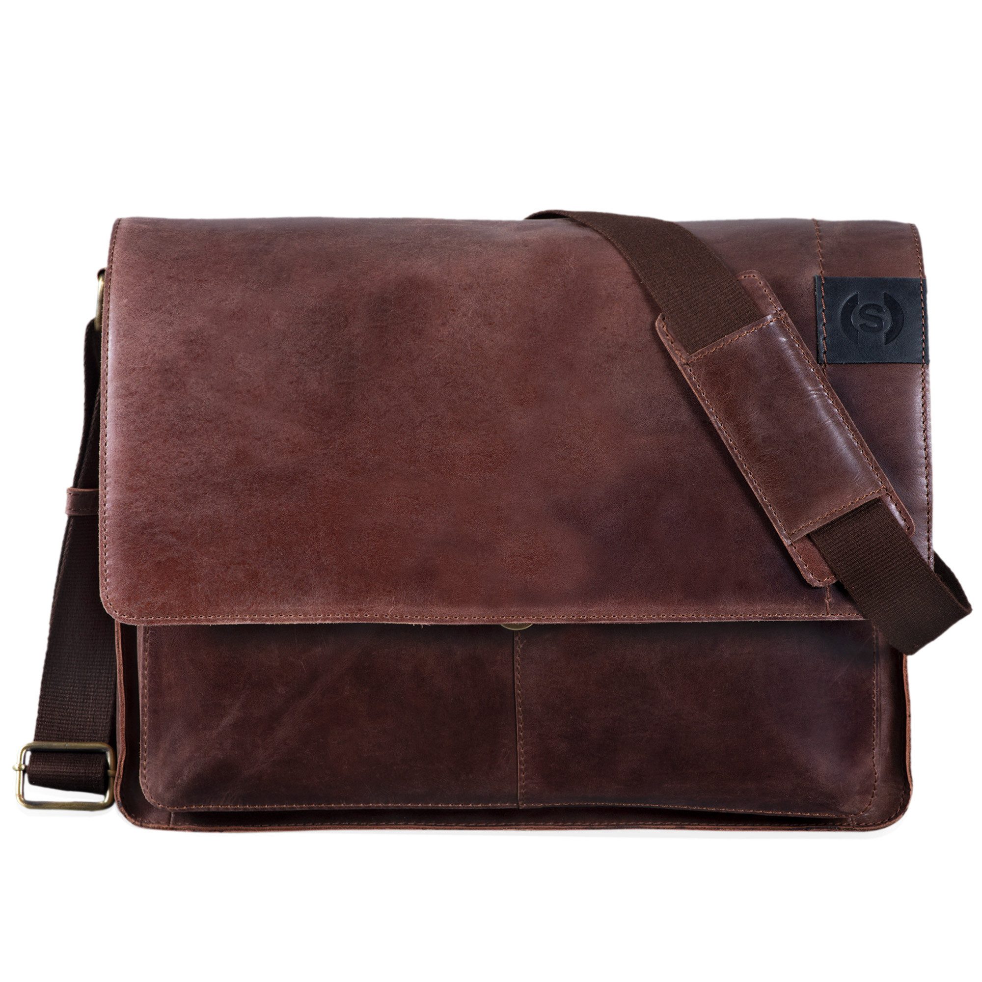 STILORD Schultertasche "Athos" Businesstasche Leder 15,6 Zoll