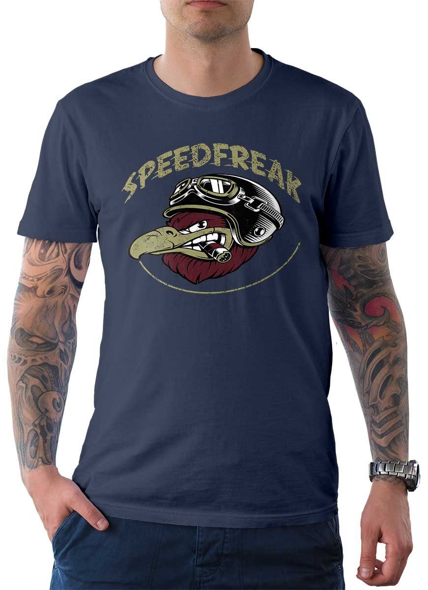 Motorrad Wheels Biker Denim Tee Rebel / Speedfreak T-Shirt Herren Motiv mit T-Shirt On