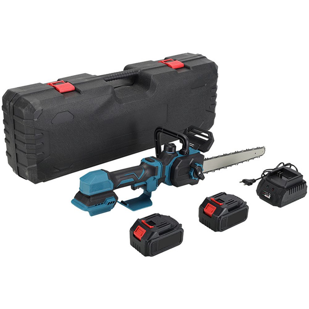 Insma Akku-Kettensäge, 30 cm Schwertlänge, mit 2 Akkus (je 3000mAh) + 1 Ladegerät, Bürstenlos Teleskop Akku-Kettensäge 200W