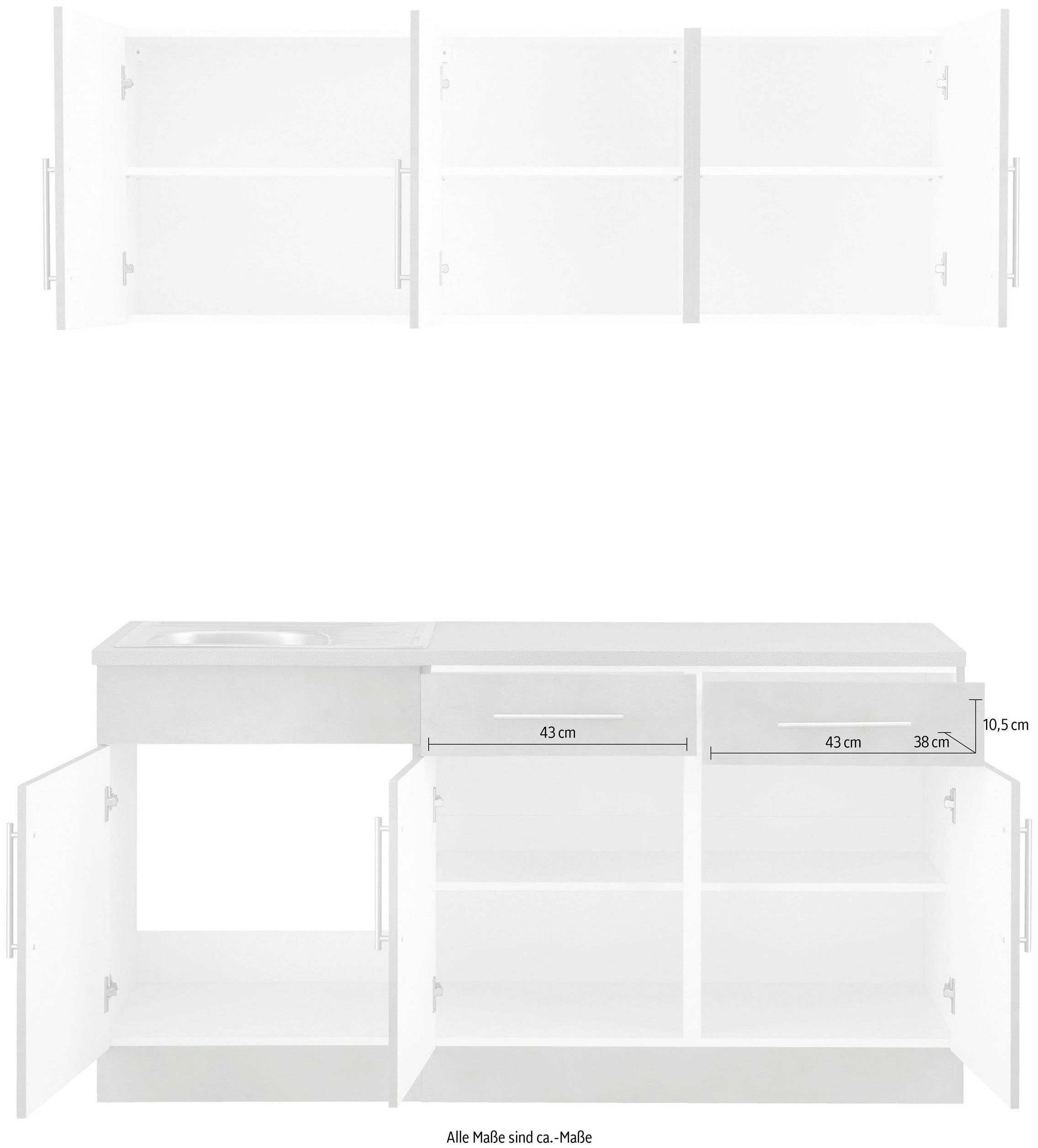 wiho Küchen Pantryküche Cali, ohne E-Geräte, Breite 160 cm