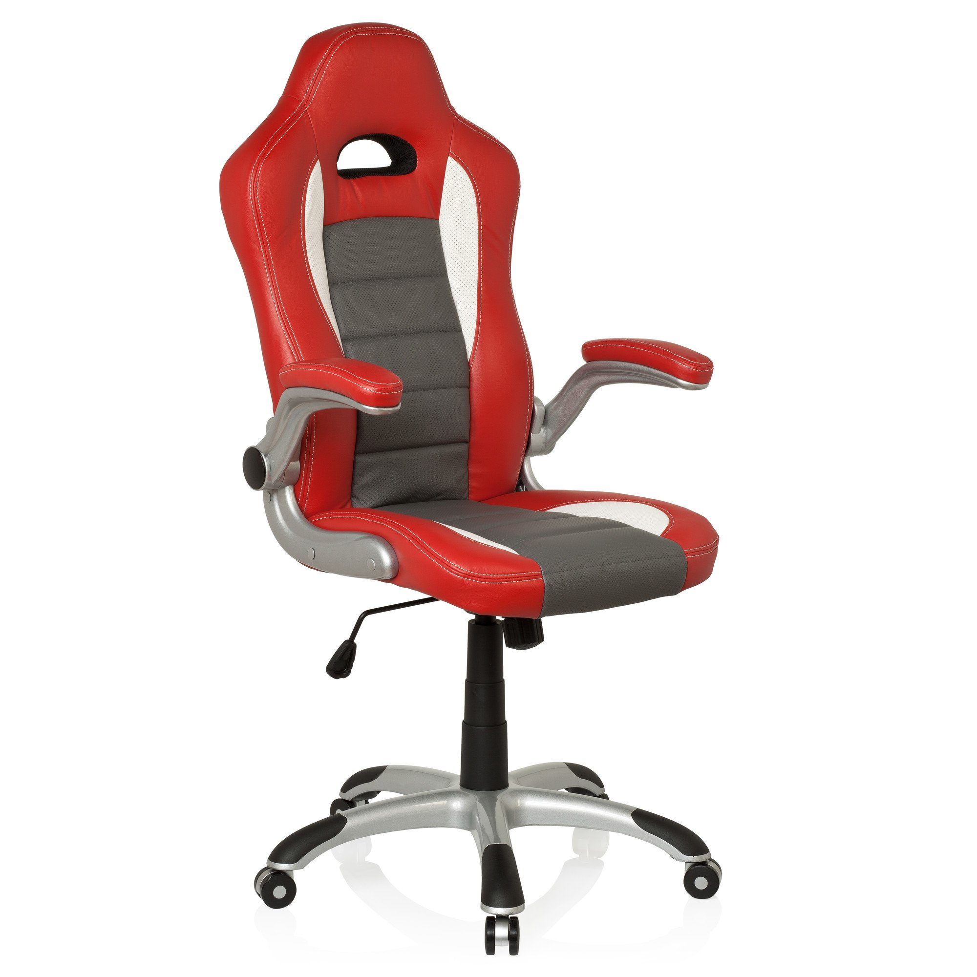 Drehstuhl GAME / SPORT Gamingstuhl hjh Rot ergonomisch Weiß Kunstleder, OFFICE