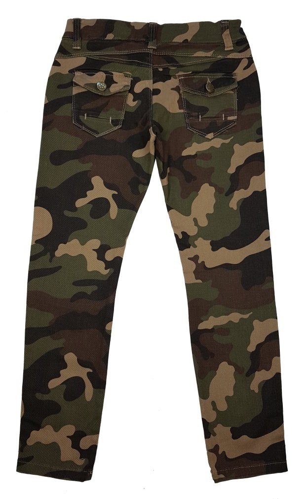 Girls Fashion 5-Pocket-Jeans M8153 Mädchen Tarnhose, Camouflage Army Muster braun camouflage