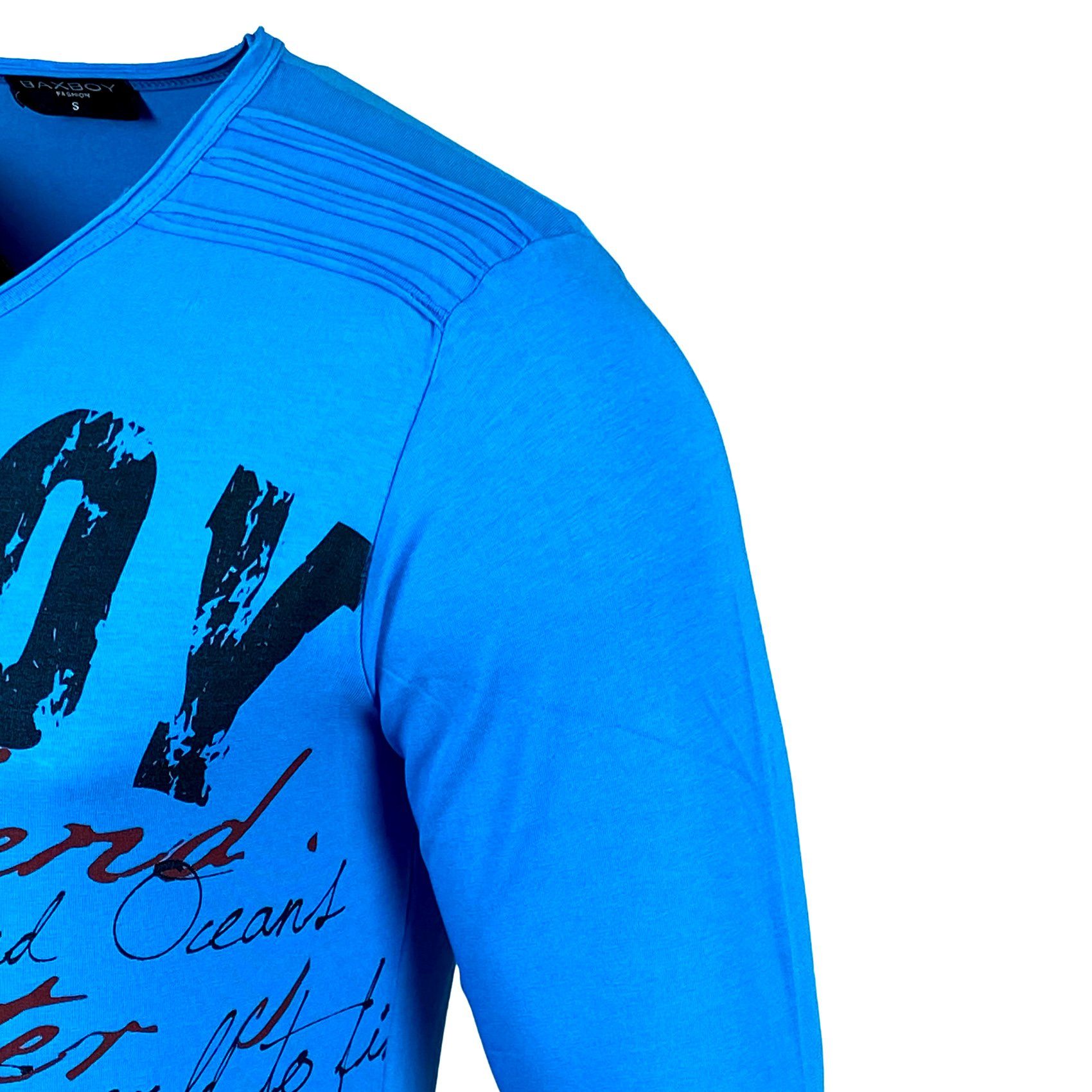 Baxboy Longshirt BAXBOY Herren Langarmshirt Oil Wash Verwaschen Stretch Oberteil 707