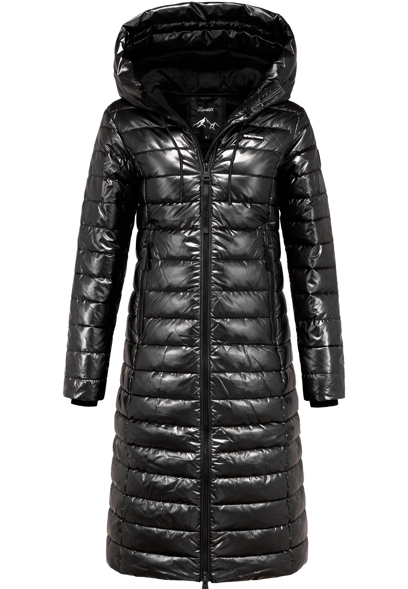 REPUBLIX Winterjacke ANISA Damen Gefütterte Glanz Winter Jacke Mantel Parka mit großer Kapuze
