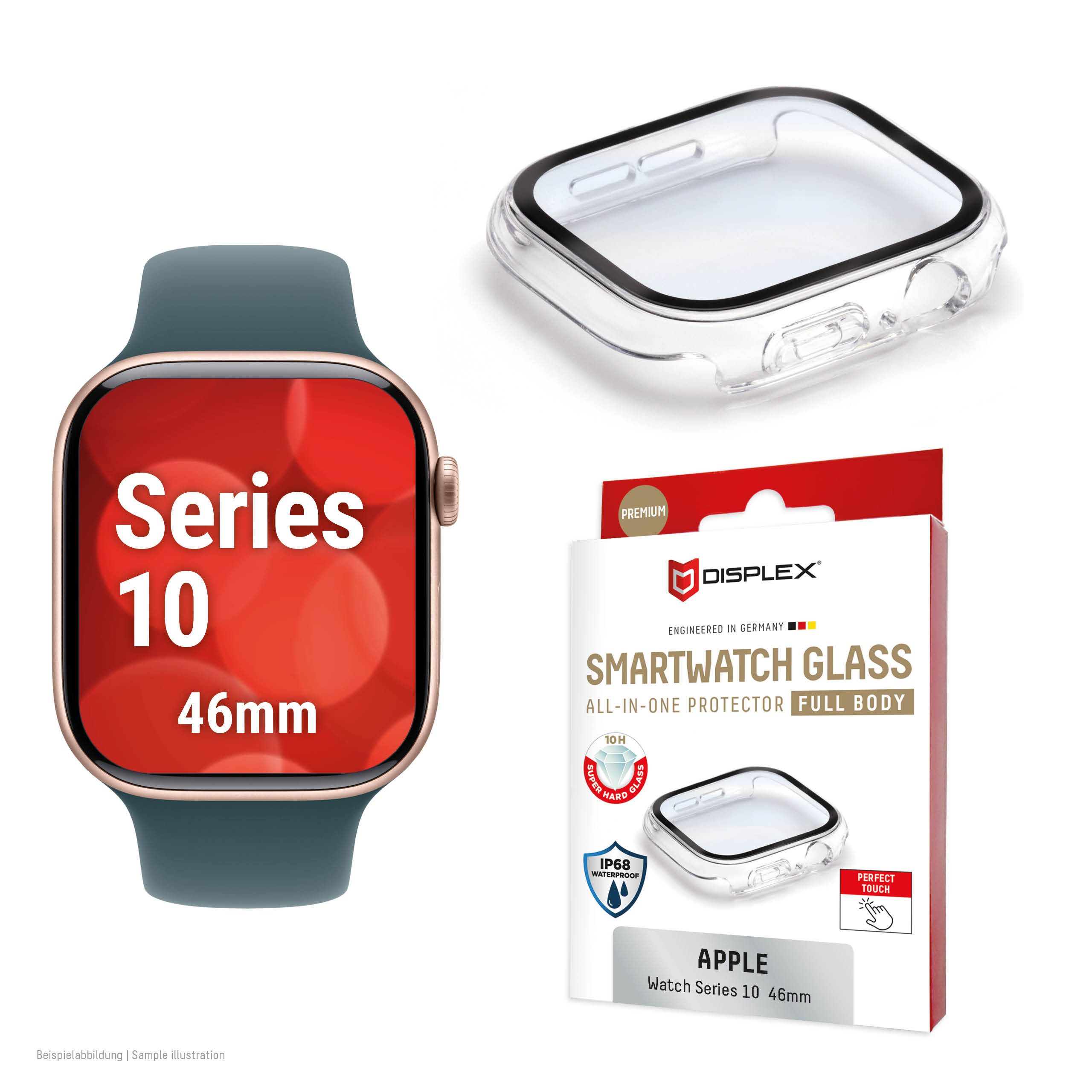 Displex Displayschutzglas DISPLEX Full Body Apple Series 10, 46mm, clear