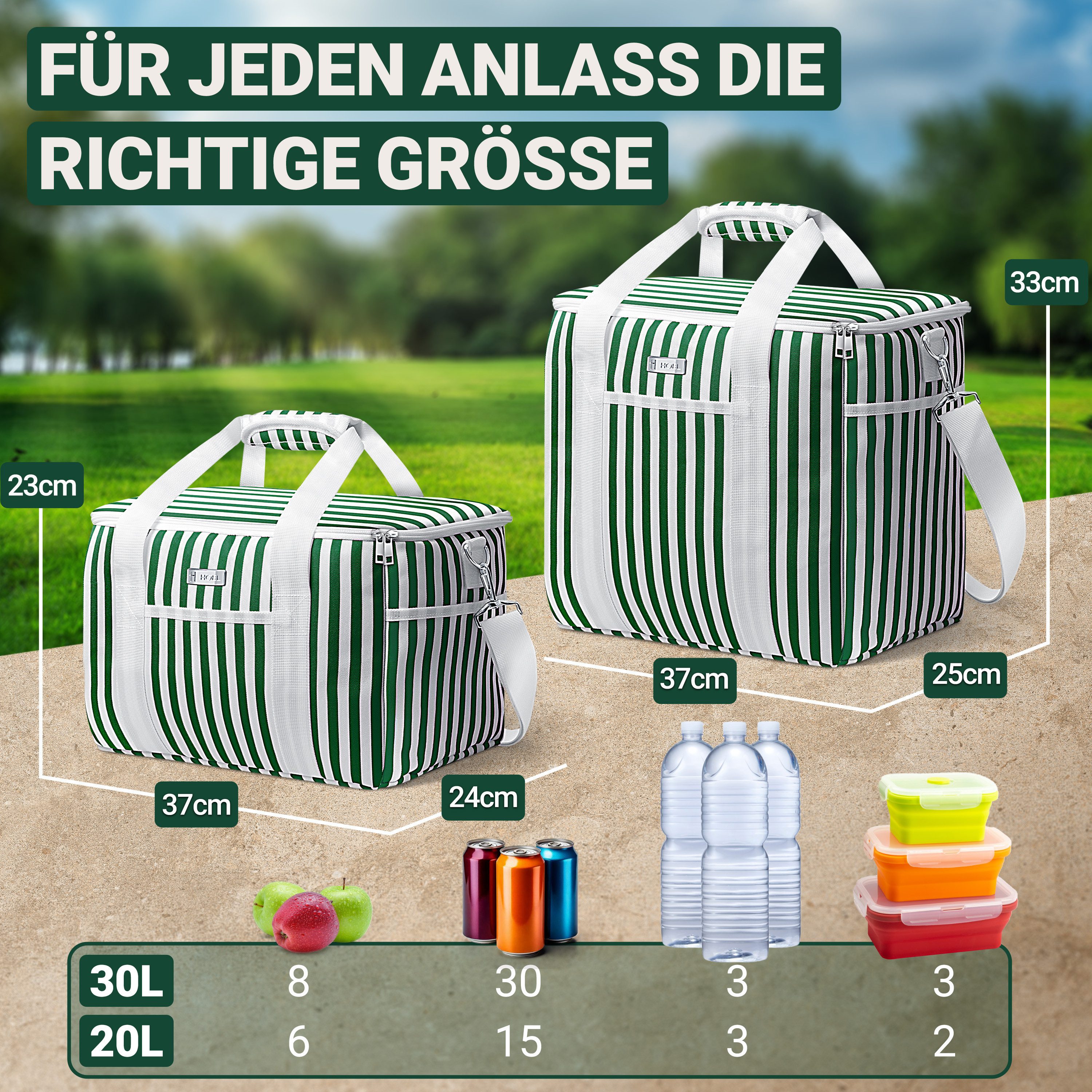 HOEL Kühltasche HOEL Kühltasche klein 20L & Gross 30L - Isoliertasche - Lunchtasche – Bild 5 von 5