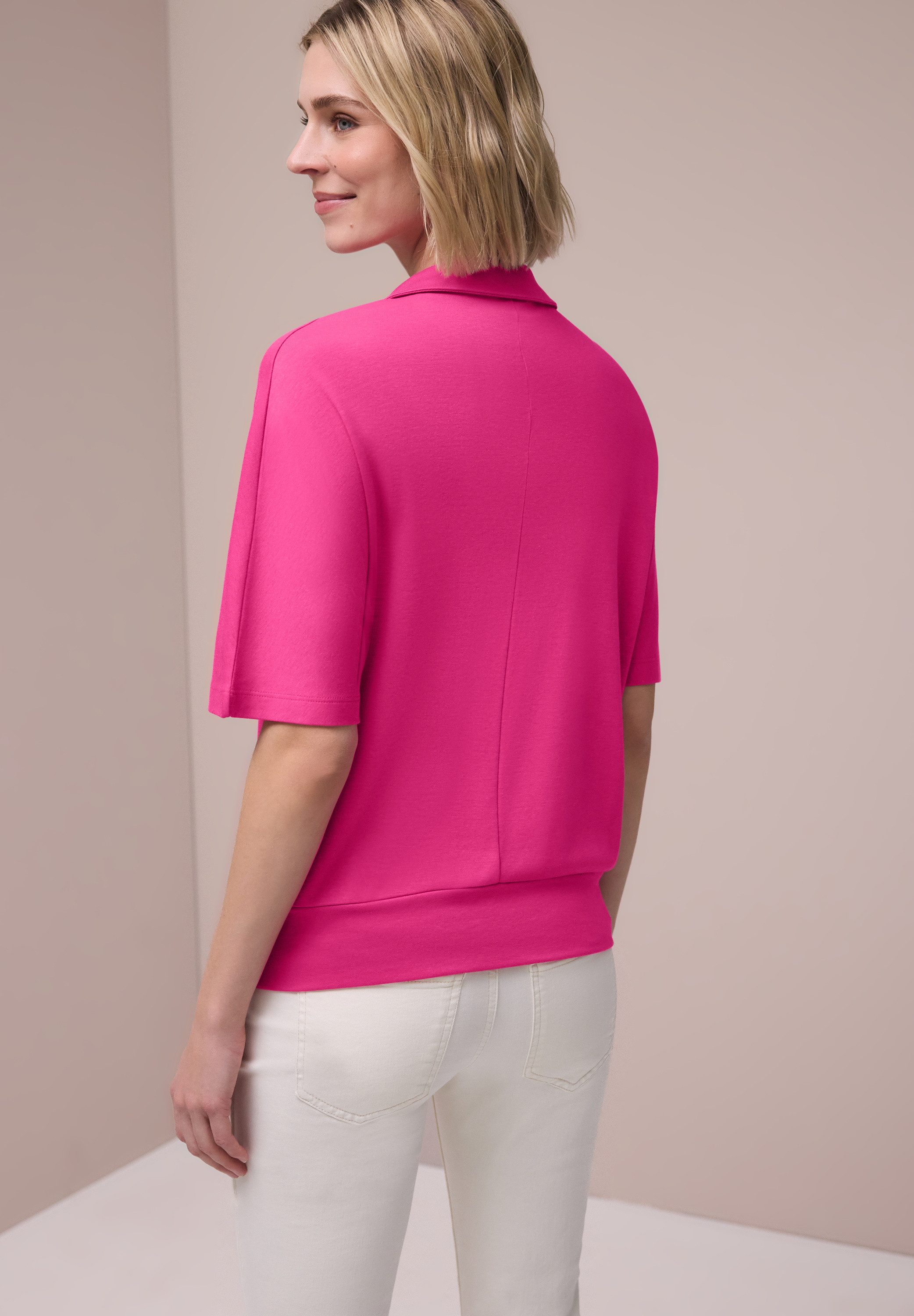 STREET ONE Poloshirt Sommershirt mit breitem elastischem Bund
