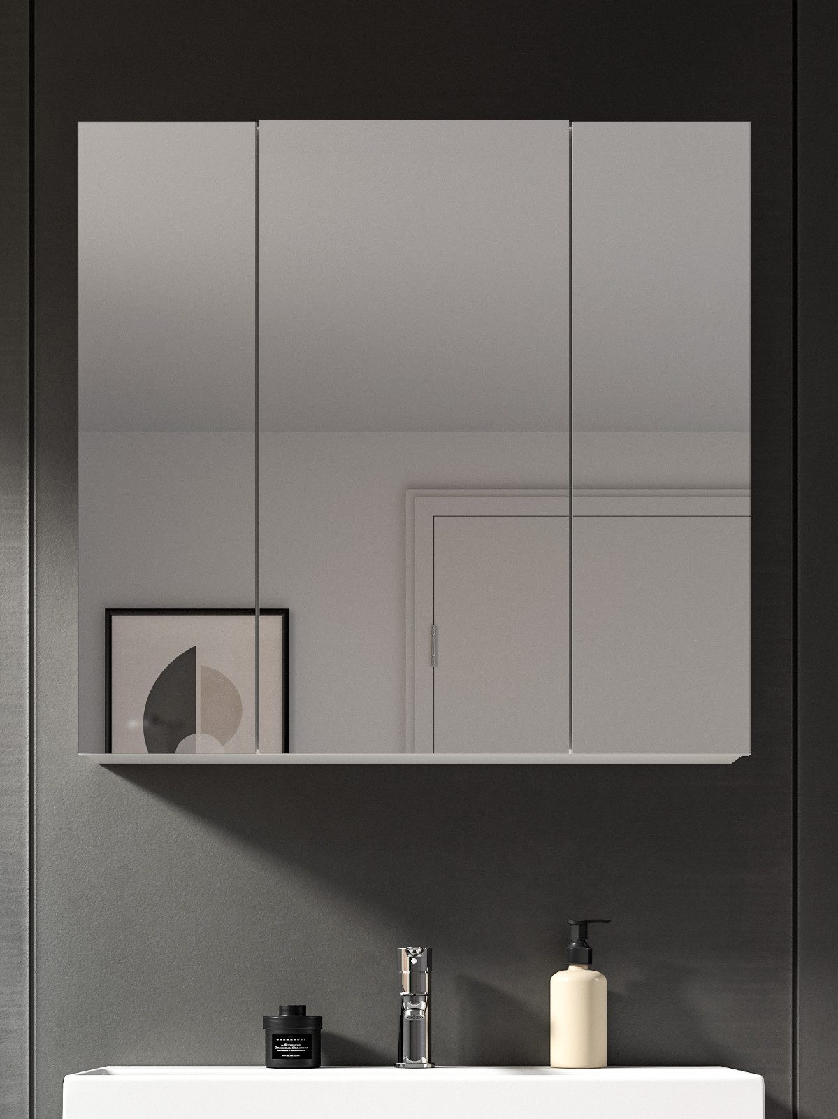 Inn.Furn Badezimmerspiegelschrank Larik (Bad Spiegel in weiß, 3-türig, 82 x günstig online kaufen