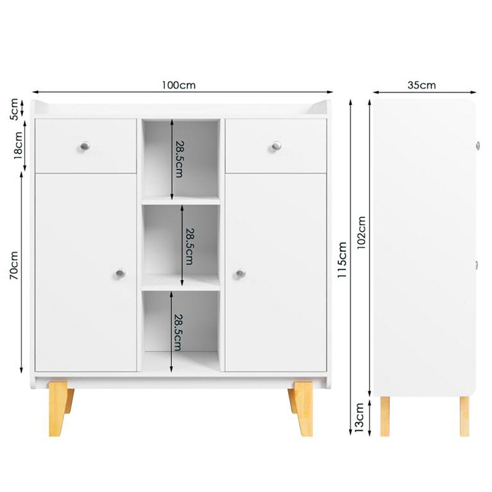 EVERY Sideboard Kommode Highboard Küchenschrank, Breite 100cm, 2 Schubladen günstig online kaufen