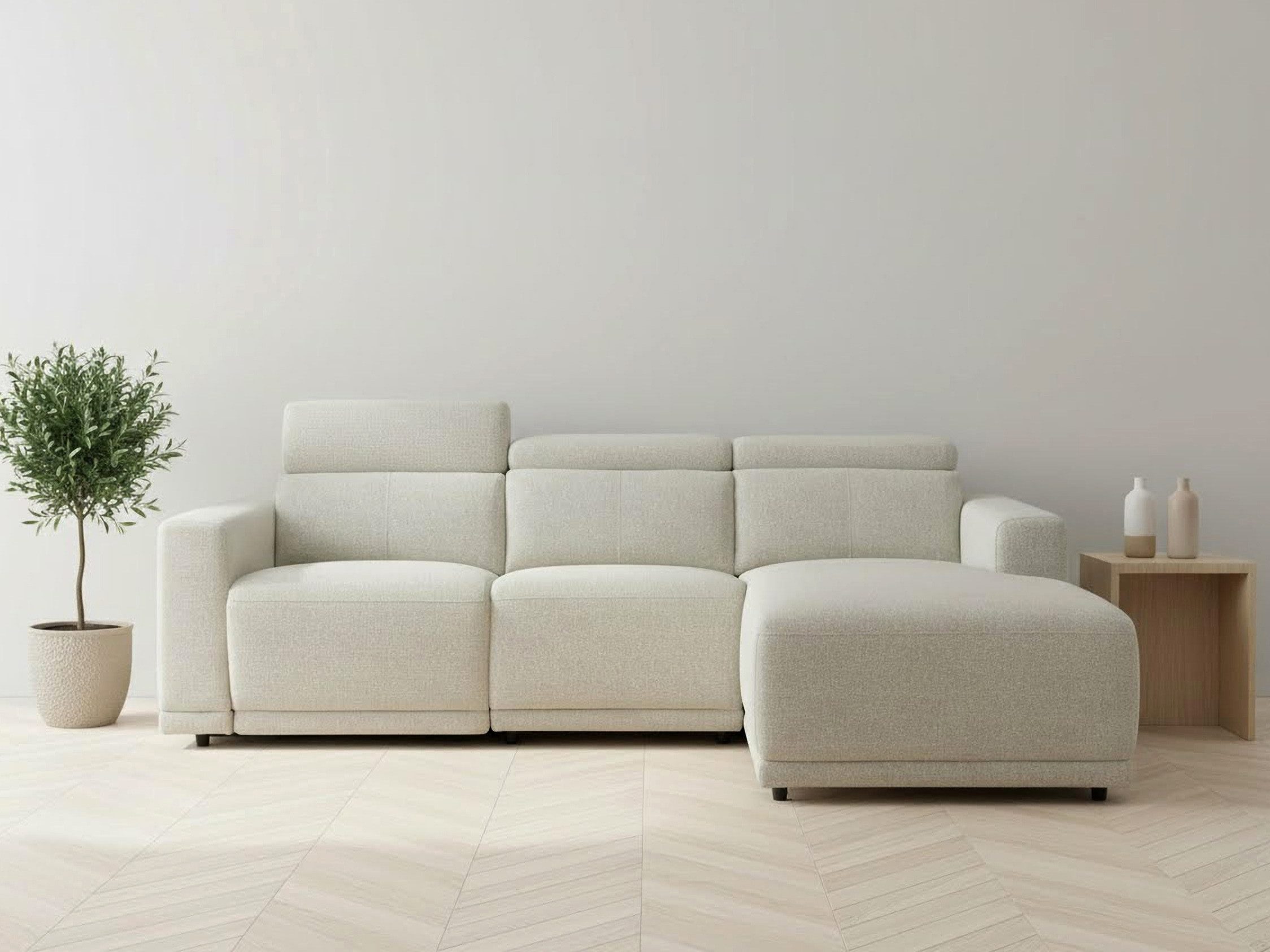 OTTO home Ecksofa LEOON L-Form, 255 cm - elektr. Relaxfunktion, mit USB A/C-Anschluss. Federkern, verstellbaren Kopfstützen, Webstoff