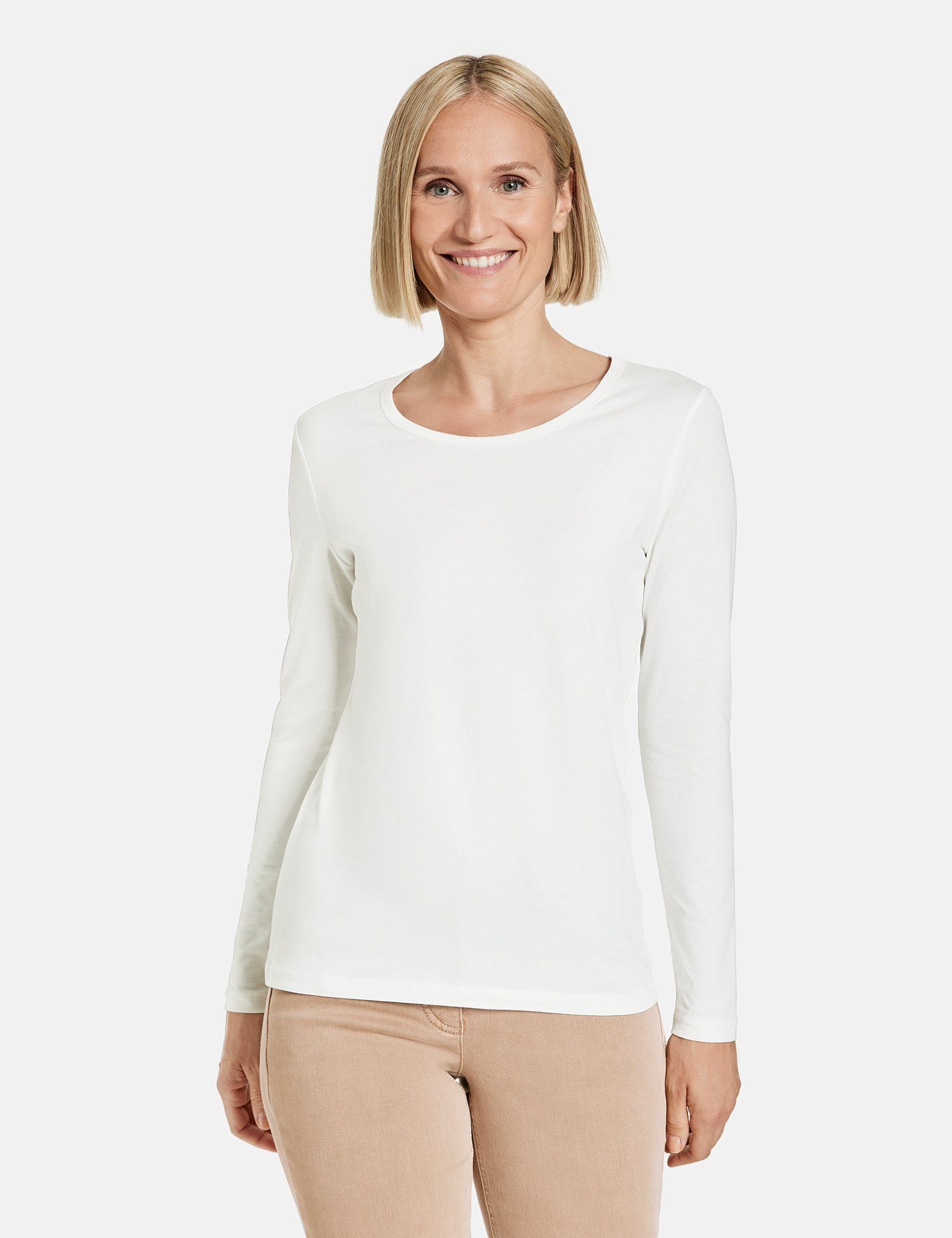 WEBER GERRY Langarmshirt Off-white mit Langarmshirt Basic Stretchkomfort