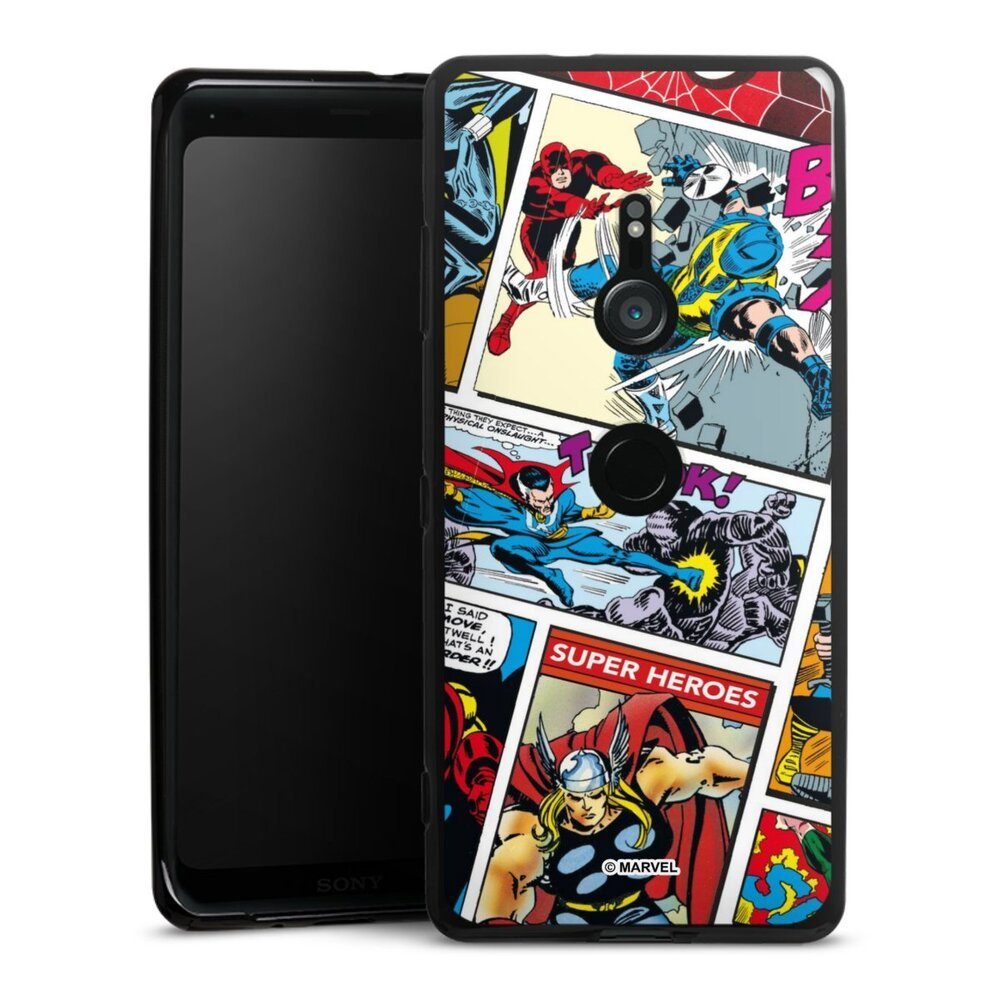 DeinDesign Handyhülle Marvel Retro Comic Blue, Sony Xperia XZ 3 Silikon Hülle Bumper Case Handy Schutzhülle