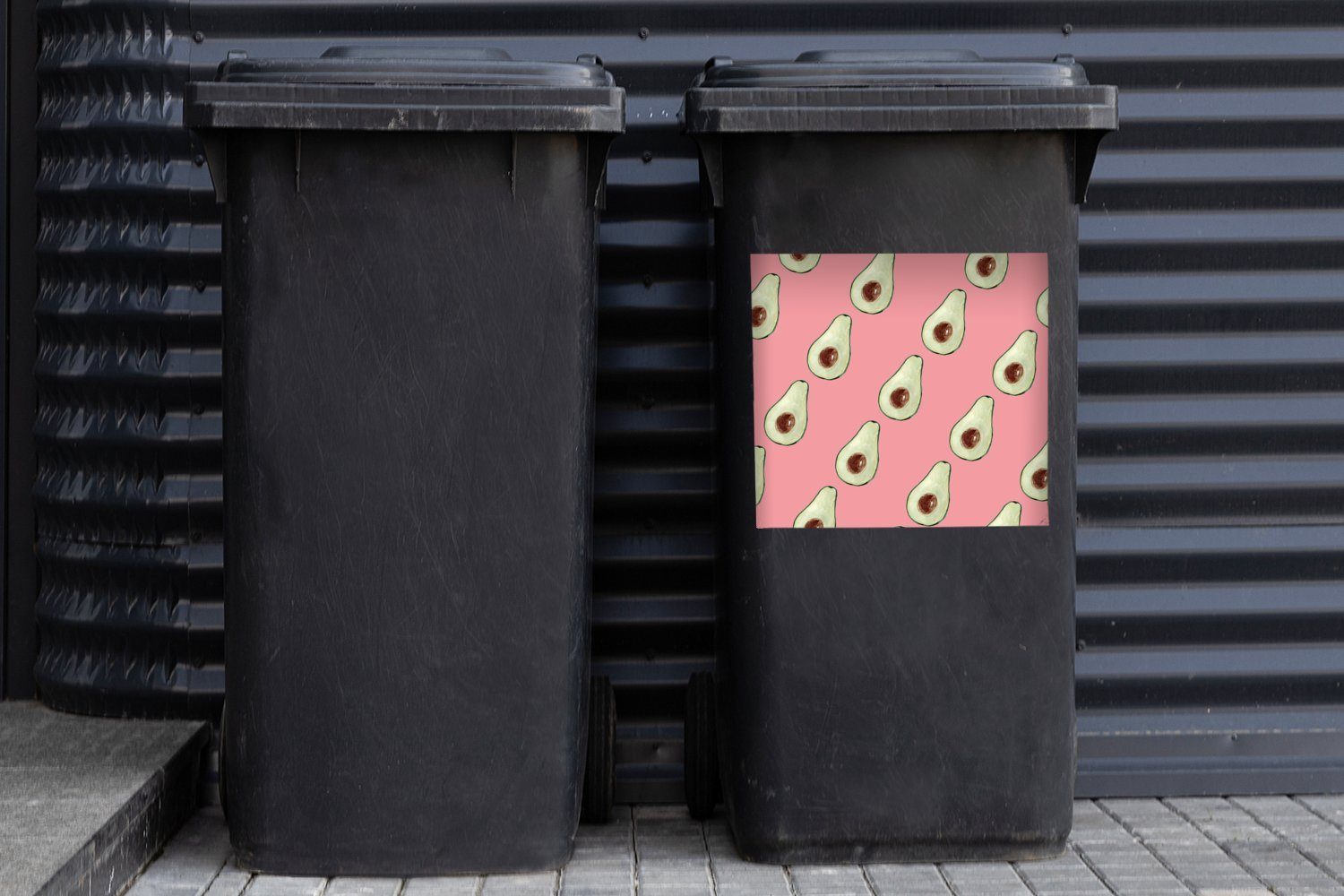(1 - Mülltonne, Avocado Abfalbehälter Frucht Wandsticker Sticker, MuchoWow Mülleimer-aufkleber, Rosa Container, - St),