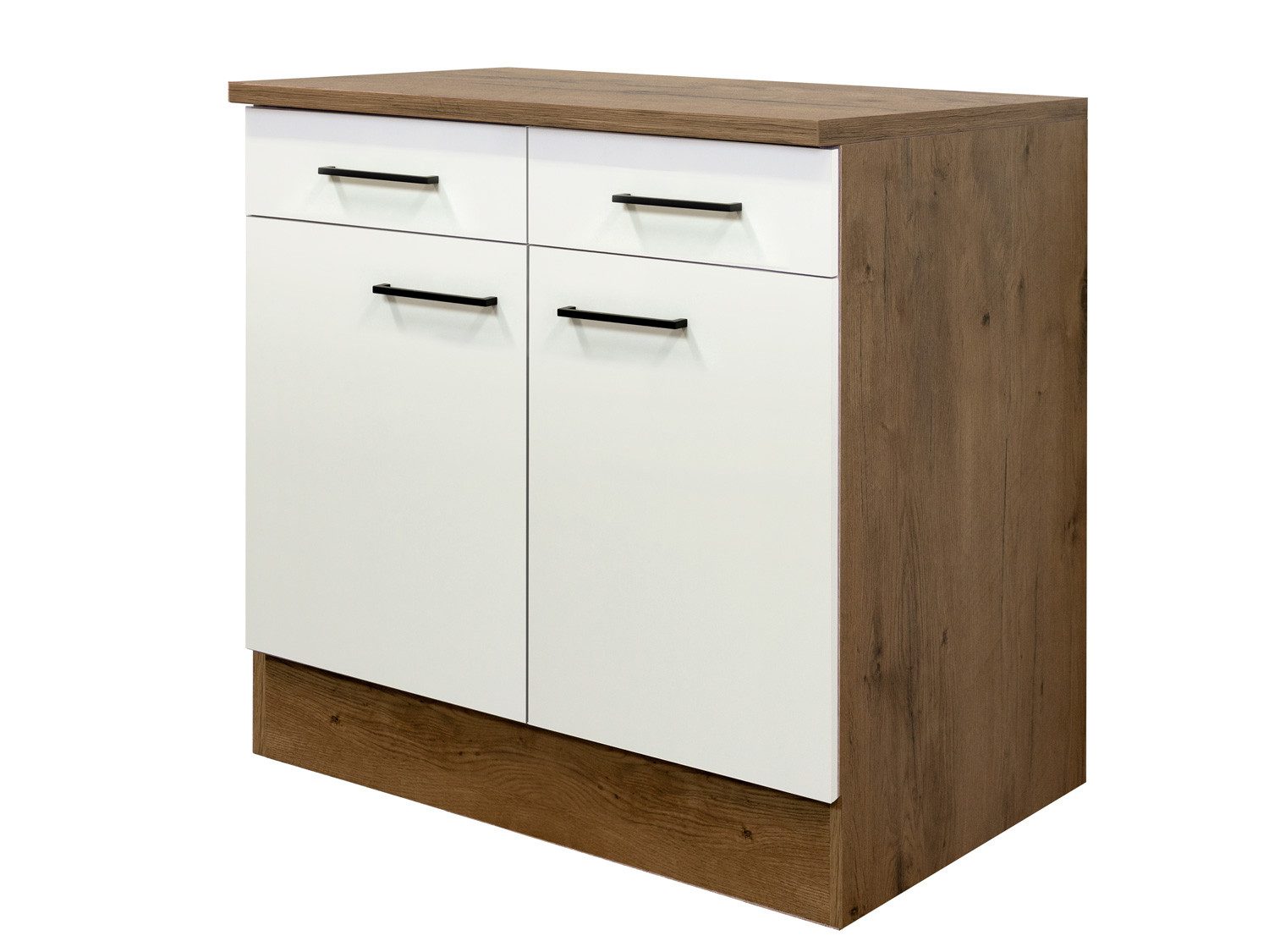 Flex-Well Unterschrank Küchenunterschrank - 80 cm breit - Magnolia Matt Lancelot Oak – Vintea